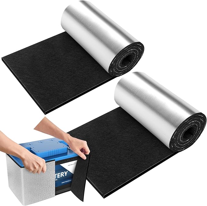 40"x7" Battery Insulation Kit, Universal Car Battery Insulation Blanket, Anti-Conductive Truck Battery Thermal Heat Shield Cover for Cold Weather Battery Protection (Thickness 5mm, 2PCS)
