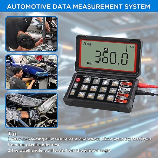FROGBRO TRMS 20000 Counting Digital Voltmeter with NCV Function, Auto Multimeter Tester, Measurement of Voltage, Current, Resistance, Diode, Temperature, Car Dwell Angle, Engine Speed, Pulse Width
