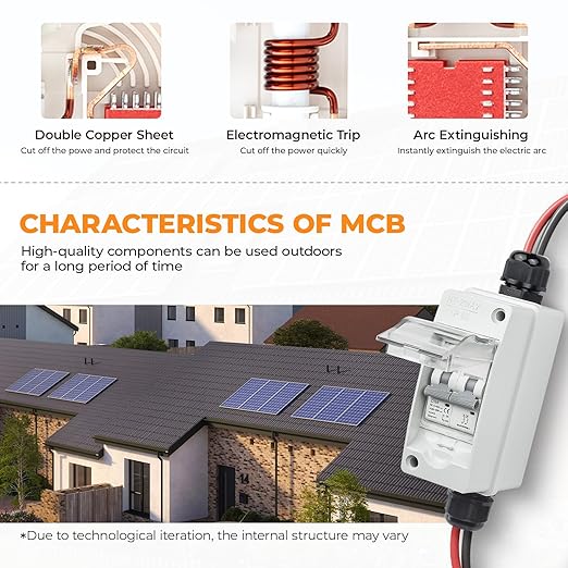 16A Solar Panel Disconnect Switch 400V DC/AC PV Disconnect Switch Outdoor Miniature Circuit Breaker IP65 for Solar PV Homes Battery (400V 16 Amp)