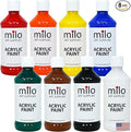 milo Acrylic Paint Set of 8 Colors | 8 oz Bottles | Student Primary Colors Acrylics Painting Pack | Made in the USA | Non-Toxic Art & Craft Paints for Artists, & Hobby Painters