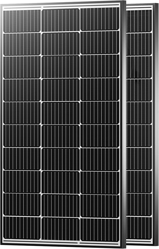 JJN 200 Watt Solar Panels, 12V 100W Solar Panel 2PCS,10BB Monocrystalline 23% High Efficiency PV Module Power Charger for RV, Home, Farm, Boat, Caravan and Off-Grid Applications