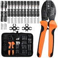 Solar Crimper Tool Kit for AWG8-12 Cable -23 PCS Solar Panel Connectors Kit with Ratcheting Crimping Tool Pliers, 12 Pairs of AWG8-14 Solar Connectors, 2 Wrenches, Bag