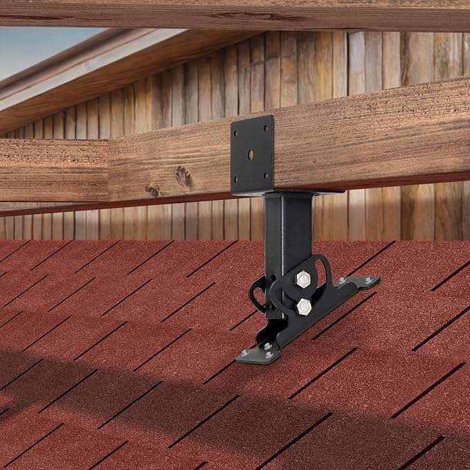 Heavy Duty Roof Riser Brackets Kit, Adjustable Roof Riser Beam Mount Brackets for Roof Pergola Gazebo (Black - Set 3)
