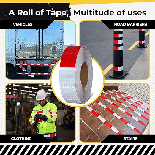 DOT C2 Safety Reflective Tape 2IN x 100 FT - Outdoor Waterproof Conspicuity Tape - Arrow Reflector Tape for Trailers, Vehicles, Boats - Strong Reflective Safety for Caution Warning Signs