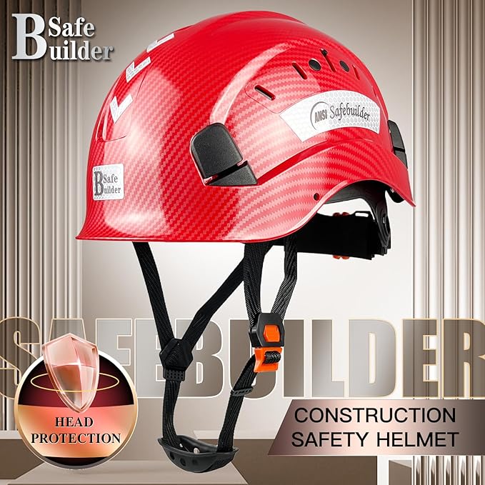Construction Safety Helmet ABS Hard Hat Adjustable Ventilation System Hardhats Industrial Work Head Protection for Men Certified ANSI/ISEA Z89.1