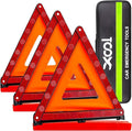 XOOL Warning Triangle, Emergency Warning Triangles for Vehicles, Reflective Triangle, Emergency Warning Reflector Safety Triangle Kit with Carry Case, 3-Pack