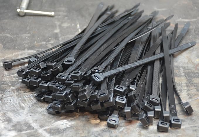 Pro Tie Heavy Duty Cable Ties, Self-Locking Nylon Cable Wire Ties for Indoor and Outdoor Use | 7.9-Inch, 120 lbs. Tensile Strength, UV Black Nylon, 100-Pack (PN: B8HD100)