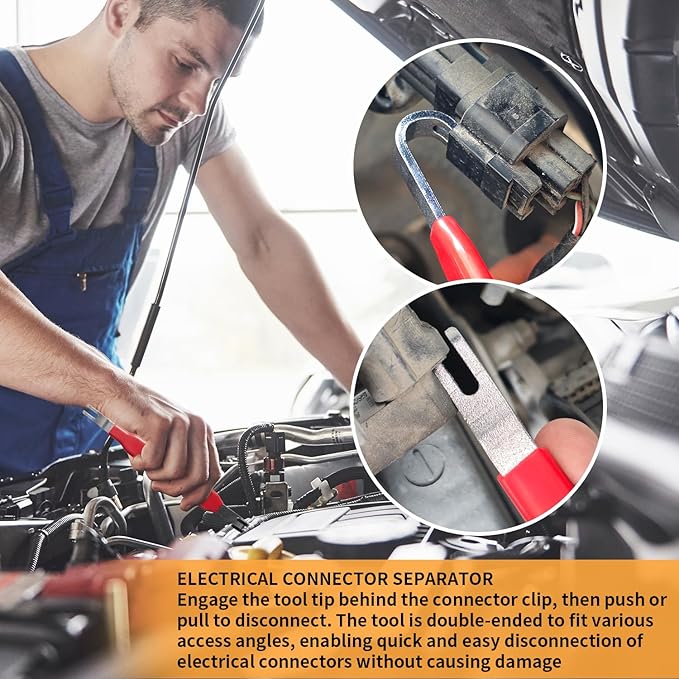 2 Pieces Electrical Disconnect Pliers for Cars, Automotive Electrical Plug Connector Disconnect Tool and Connector Separator and Hose Clamp Pliers