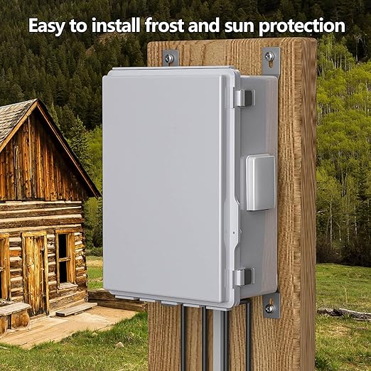 Electrical Junction Box, Ventilated Design, Cable Grommets, Indoor/Outdoor Use with Mounting Panel & Hinged Cover. Waterproof IP 65. (Grey Cover, 15"x11"x5.1")
