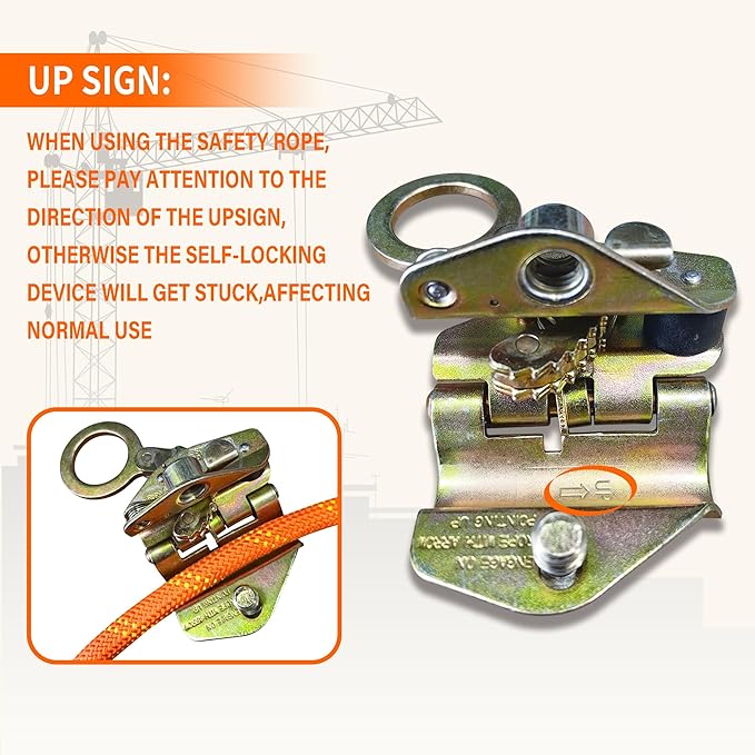 Fall Protection Safety Rope 150ft Heavy Duty Vertical Roofing Grab Snap Hook Shock Absorber Fall Protection Line Kit Restraint System Roofing Safety Equipment（150ft）
