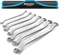 DURATECH 7-Piece Anti-slip Offset Box Wrench Set, Bolt Extractor Wrench Set, Metric, 6-19mm, 50-Degree Offset, CR-V Steel, with Rolling Pouch