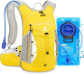 Hydration Backpack with 2L Water Bladder - Lightweight 15L Daypack with Phone-Sized Hip Belt Pockets, Anti-Chafe Cotton Edging & No-Bounce Straps - Small Water Backpack for Hiking, Running, Skiing