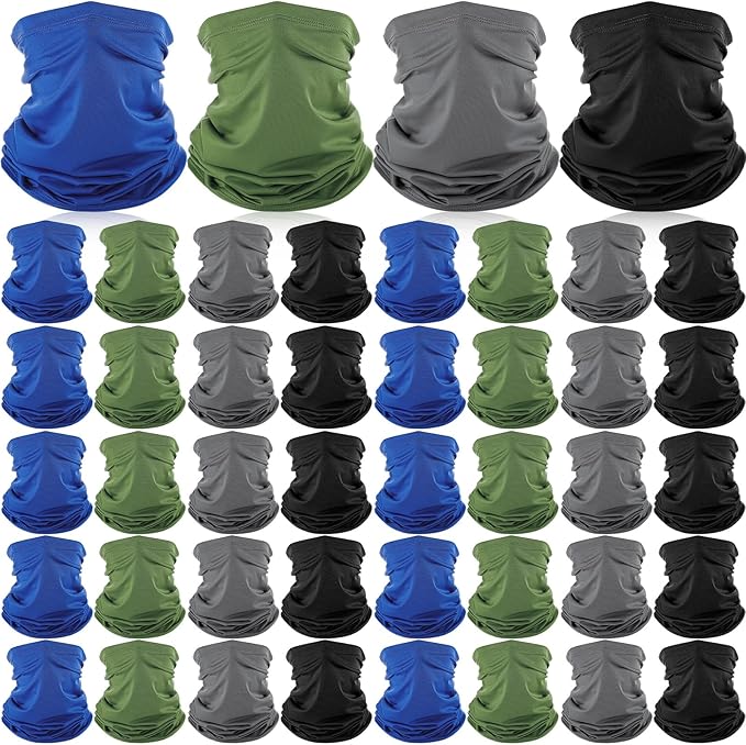40 Pcs Neck Gaiter Bulk Summer Face Mask UV Protection Face Cover Scarf Balaclava Bandana for Men Women Sports Running