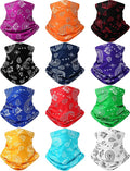 Cuffbow 12 Pack Neck Gaiters Face Mask Bandana Balaclava for Men Women Cooling Neck Gaiter Summer UV Sun Protection Scarf