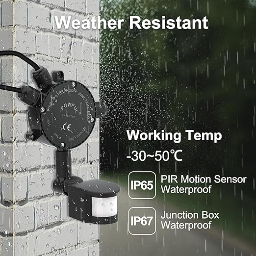 Kekeou Motion Sensor with Junction Box Cable Connector, 160-Degree Replacement Motion Detector for Floodlight, Adjustable Time & Detection Sensitiity Up to 40FT Range, 2 Modes PIR Sensor for any lamps