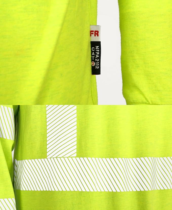 BOCOMAL FR Hi-Vis Shirts 6oz Lightweight High Visibility Reflective Flame Resistant/Fire Retardant Shirt Men's Safety Shirts