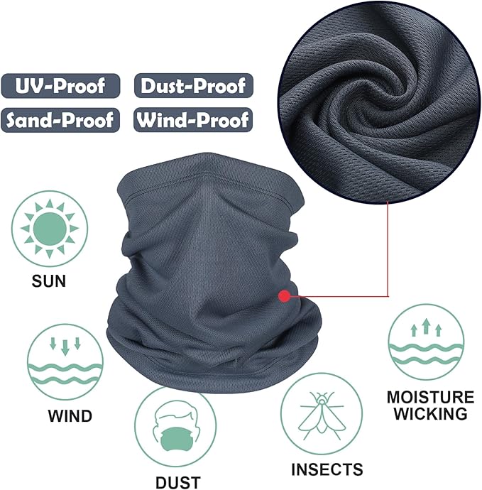 Geyoga Neck Gaiter Bandana Face Mask Summer UV Protection Cooling Breathable Face Mask Neck Scarf Balaclava for Men Women