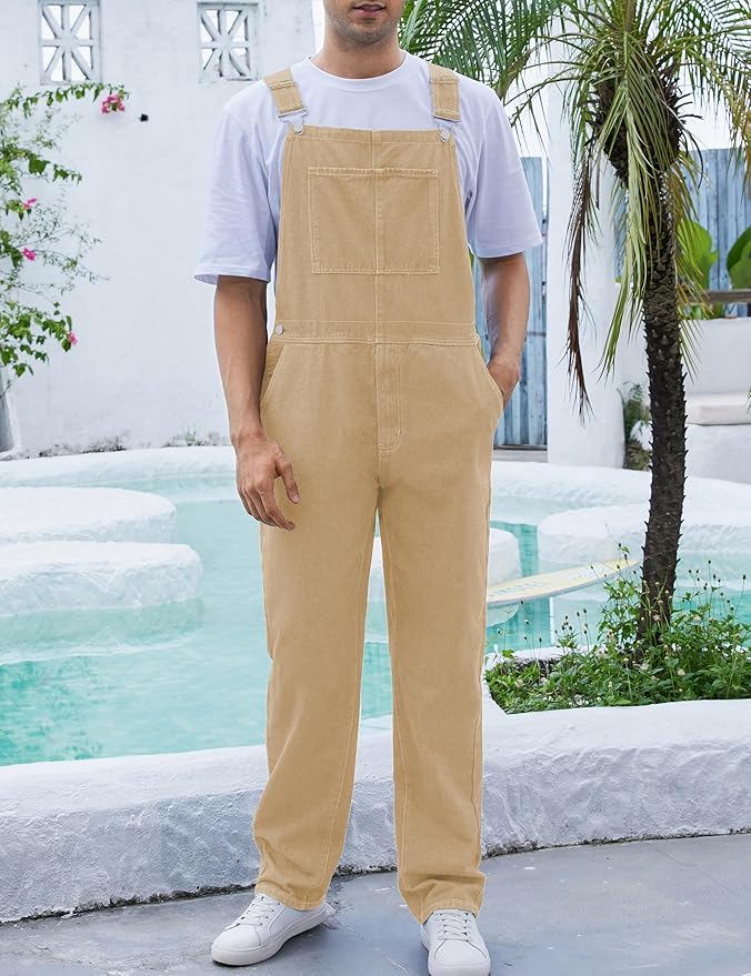 Overalls for Men Fashion Coveralls Work Utility Denim Women Bib Jumpsuit with Pockets