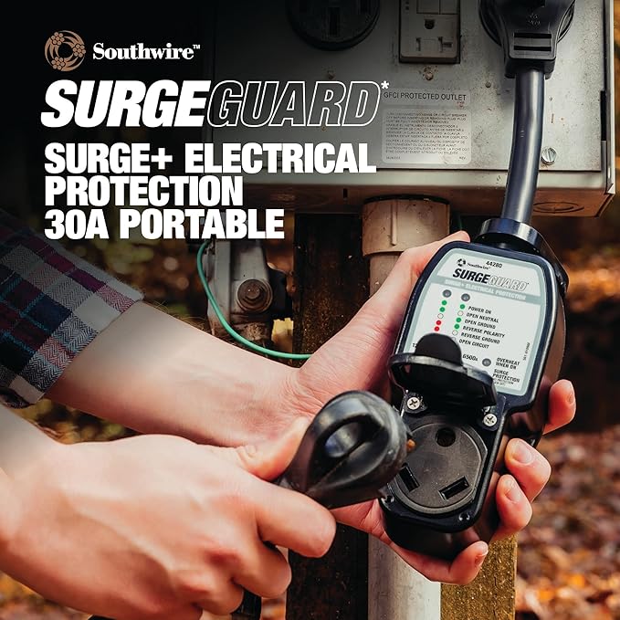 Southwire Surge Guard 30 Amp Portable RV Surge Protector with Enhanced Diagnostics, 2100 Joules, 44280