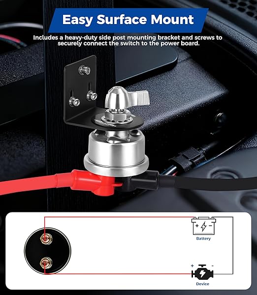 12-48V Master Battery Disconnect Switch, On/Off High Current 300A Battery Power Cutoff Isolator Killer Switch with Face Plate for Car Vehicle RV Truck Boat ATV