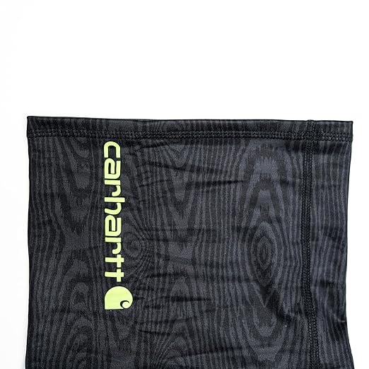 Carhartt Force UPF Lightweight Neck Gaiter, Woodgrain Print-Black/Shadow, One Size
