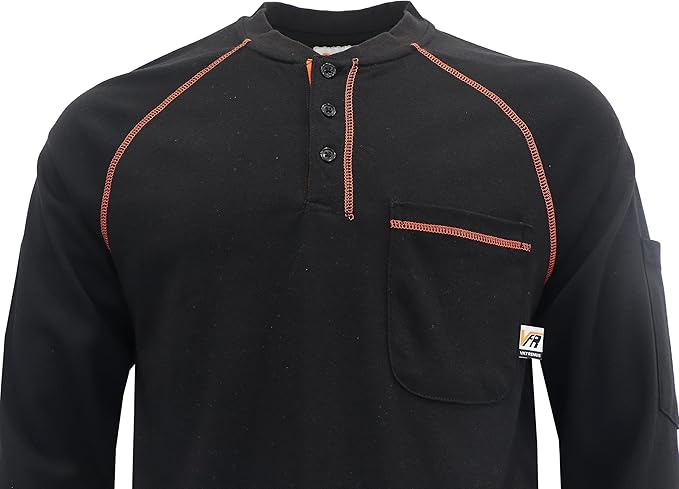 VATRENUS FR Shirts Henley 5.5oz 100% Cotton Flame Resistant Long Sleeve T-Shirts