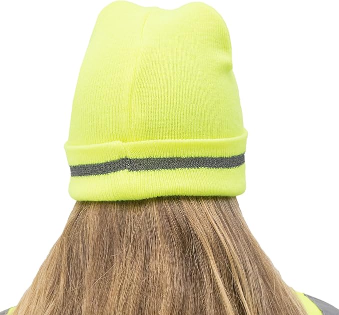 JORESTECH Safety Beanie Unisex Knit Cap Black with Reflective Stripe or Reflective Stitching High Visibility
