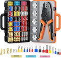 Preciva 6 PCS Crimping Tool Set with 395 PCS Connectors, Ratcheting Wire Crimper Tool for Heat Shrink,Insulated Connectors,Open Barrel,Circlip Terminals,Tube Terminals,Solar Connectors