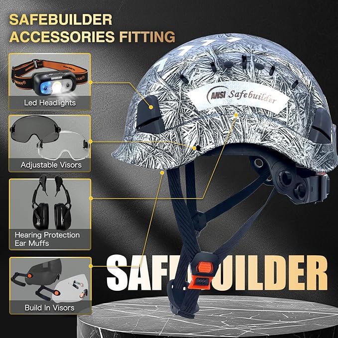 Construction Safety Helmet ABS Hard Hat Adjustable Ventilation System Hardhats Industrial Work Head Protection for Men Certified ANSI/ISEA Z89.1