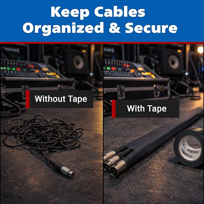 Gaffer Power Proudly Made in The USA, Real Professional Grade Gaffer Tape, Heavy Duty Gaffers Tape, Non-Reflective, Multipurpose Cord Tape. 2 Inches x 30 Yards, Black