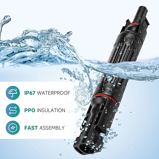 10A 1000V Solar Fuse IP67 Solar Fuse Holder Inline 2 PCS PV Panel String Fuse Male and Female Connector for Solar Pannel (Pack of 2)