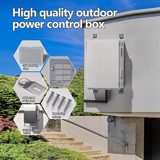 Electrical Junction Box, Ventilated Design, Cable Grommets, Indoor/Outdoor Use with Mounting Panel & Hinged Cover. Waterproof IP 65. (Grey Cover, 17.7"x13.7"x7.9")