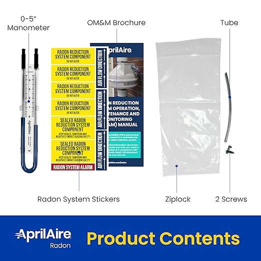 AprilAire Easy to Read 0-5" Manometer, Radon Manometer, ARN05M
