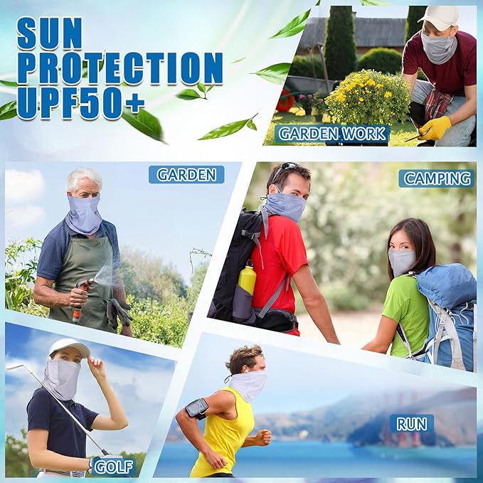 Geyoga Adjustable Cooling Neck Gaiter Breathable Summer Face Mask with Mesh Holes Strap UV Protection Neck Cover for Men