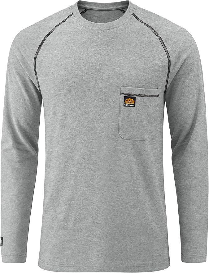 WORKWEYA FR Shirts Flame Resistant Shirt 6.5oz Men's NFPA 2112/CAT2 Long Sleeve Shirt