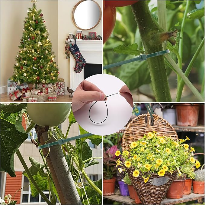 Green Zip Ties 8 inch (1000 Pack), 45lb Tensile Strength, Cable Ties for Indoor and Outdoor Use, UV and Cold Resistant Wire Ties for Home, Garden, Fencing, Glufirm