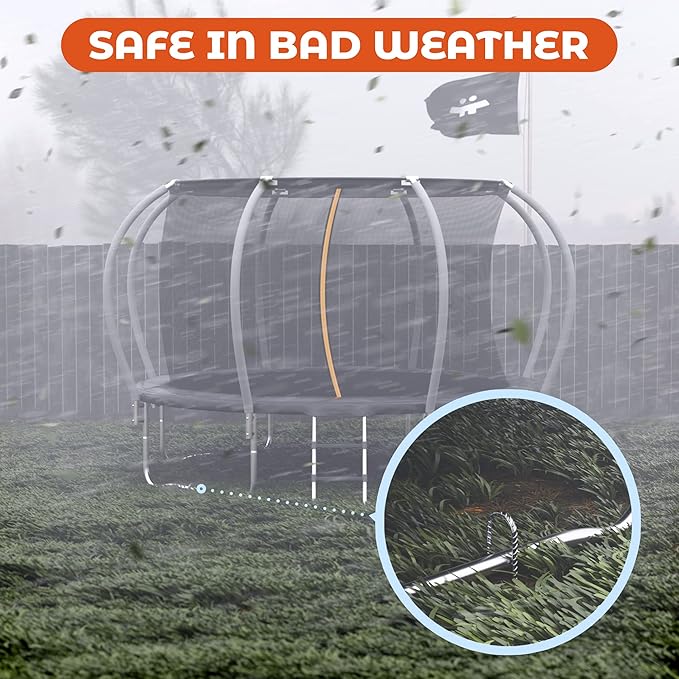 Happin® Trampoline Stakes, Trampoline Accessories, Ground Stakes Heavy Duty, Ground Anchors Screw in, Rebar Stakes, Tent Anchors, Yard Spikes, Galvanized Steel (4 Pack, Silver)