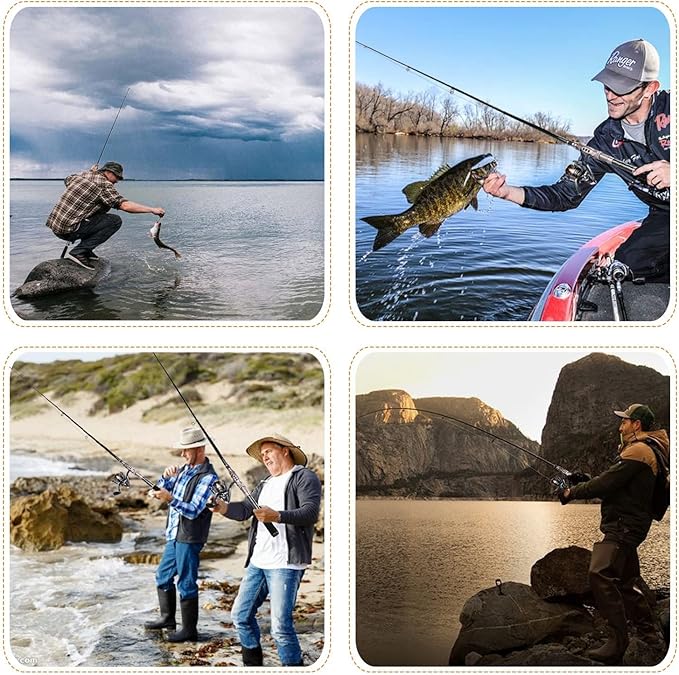 PLUSINNO Telescopic Fishing Rod Retractable Fishing Pole Rod Saltwater Travel Spinning Fishing Rods Fishing Poles