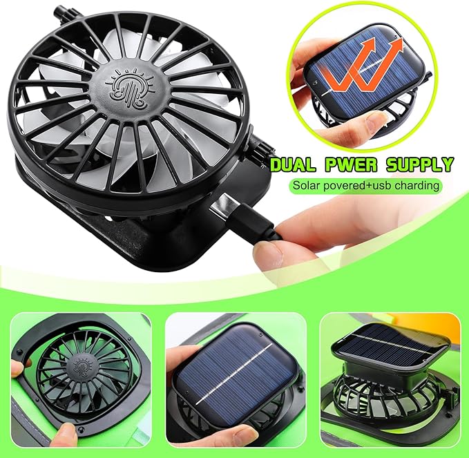 1 Set Sun Hard Hat with Solar Fan Shade Full Brim Hard Hat and Neck Sunshade Cover High Visibility Full Brim Mesh with Reflective Strip for Outdoor Summer Protection