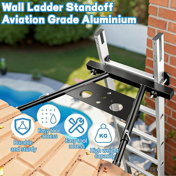 Ladder Stabilizer, Extension Ladder Stabilizer for Roof Wall Standoff Ladder Accessory Safety Stability Aviation Aluminium, Adjustable Length 22-29.5In, Stands 300 LBS Weight Rating