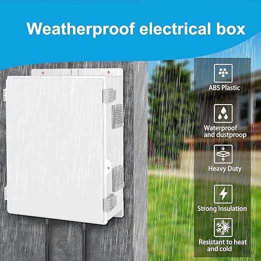 Electrical Junction Box, Outdoor Water Resistant Nema Enclosure, Ventilated ABS Plastic WiFi Project Box with Internal Mounting Panel & Hinged Cover 15.75" Lx 11" Wx 5.9" H
