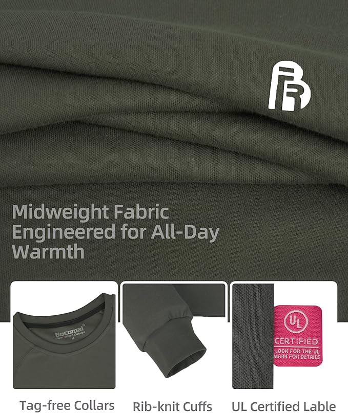 BOCOMAL FR Shirt 7oz Heavyweight Flame Resistant Shirts for Men Fire Retardant Long Sleeve Crew Work Shirts CAT2