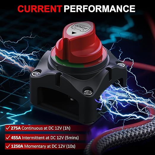 Battery Disconnect Switch, 12-48V Battery Power Cut/Shut Off Master Switch Disconnect Isolator for Car Vehicle RV and Marine Boat (On/Off)