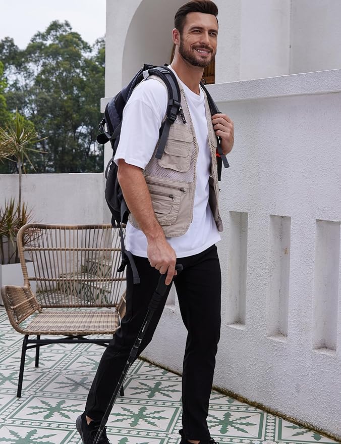 Gihuo Men's Fishing Safari Vest with Pockets for Summer Travel
