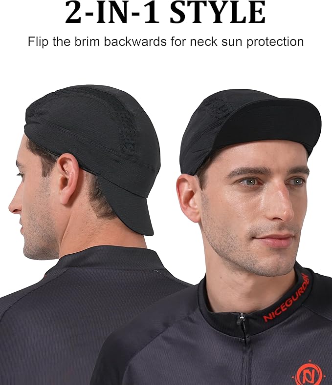 GADIEMKENSD Cooling Cycling Cap, Skull Cap Helmet Liner with Flip Brim, Sun Protection Running Under Helmet for Men Women