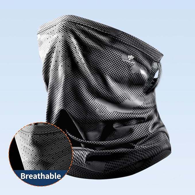 Summer UV Protection Cooling Neck Gaiter Face Clothing Neck Gaiter Mask Scarf Sunscreen Breathable(White/Black)