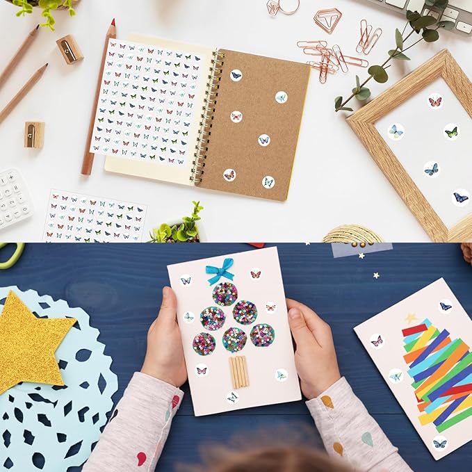 2400 Pcs Small Stickers for Kids,Mini Butterflies Stickers 10 Cute Designs Adhesive Sticker for Classroom Teacher Reward Spring Home Room Butterfly Theme Party Favor,0.5in（Butterfly）
