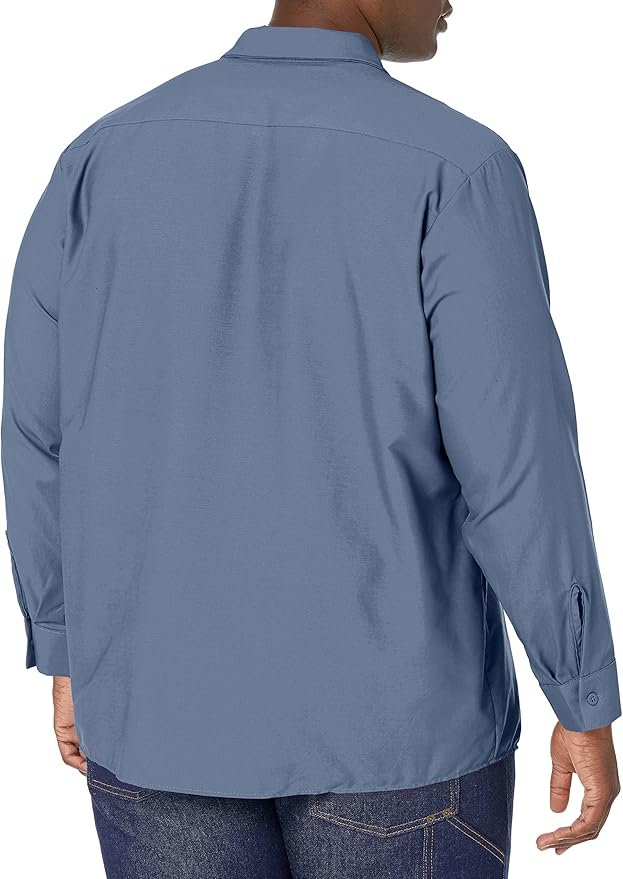 Red Kap Men's Long Sleeve Industrial Work Shirt | Moisture Wicking Button Up, Wrinkle Resistance Fights Fading & Stains