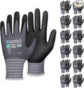 KAYGO Safety Work Gloves MicroFoam Nitrile Coated, 12 Pairs KG18NB,Seamless Knit Nylon Glove for Men and Women, Ideal for Automotive,Warehouse,Construction (X-Large,Gray)