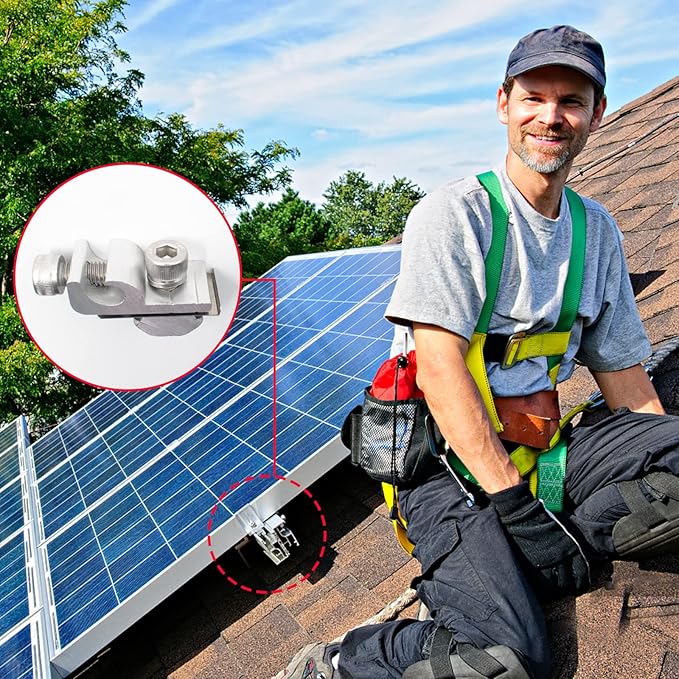 8 Pack Solar Panel Grounding Lugs Solar Panel Clamps Bonding Lug Solar Grounding Clip Mounting Clamp Panel Clamps